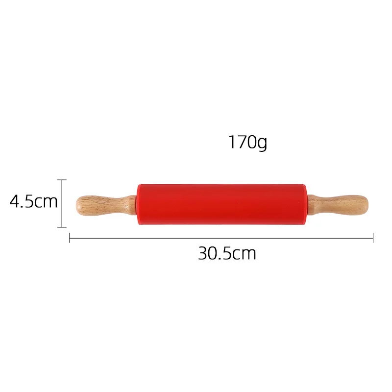 Silicone Rolling Pin Rotating Roller Rolling Pin Kitchen Wooden Handle Rolling Pin Dumpling Skin Pressing Flour Stick BakingTool