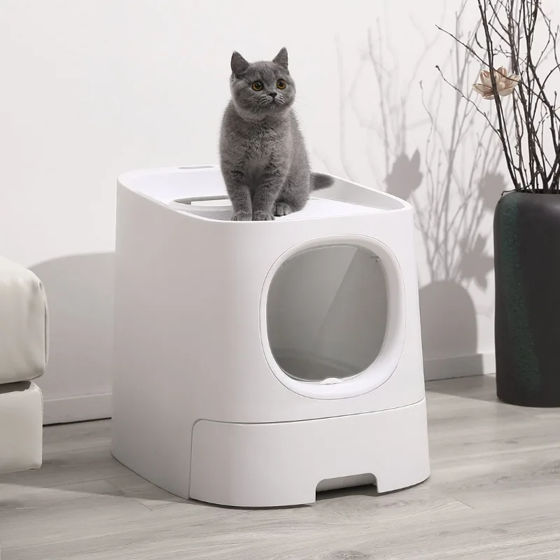 First-Class Enclosed & Semi-Enclosed Cat Litter Box - Anti-Splash Odor Control High Fence PP Material
