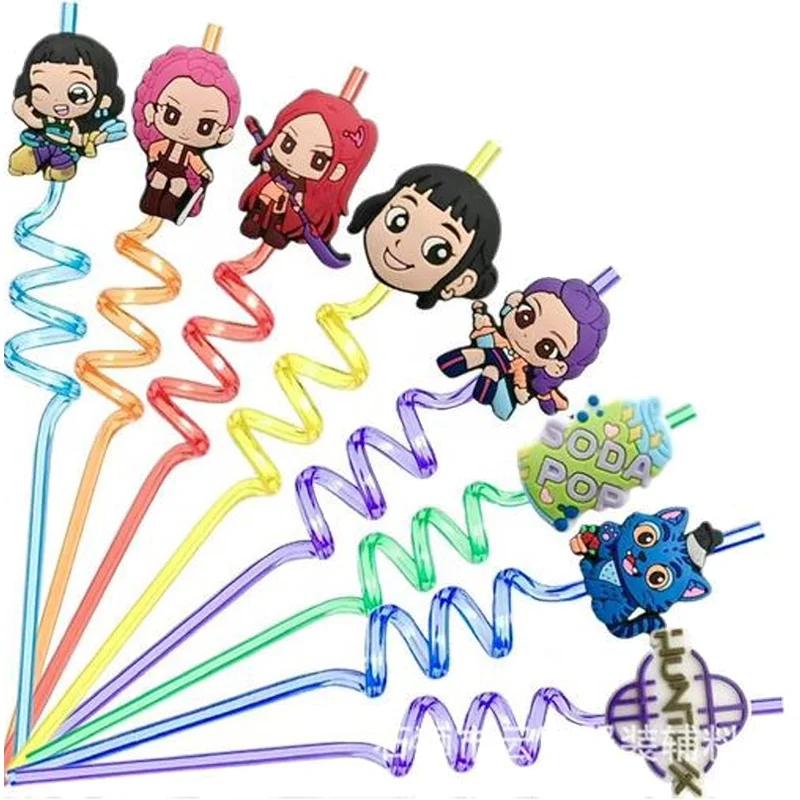 

Аниме Kpop Demon Hunter Соломенное украшение на день рождения Мультяшная фигурка Пластиковые соломинки Сувениры для вечеринки Многоразовая соломинка Товары для счастливой вечеринки