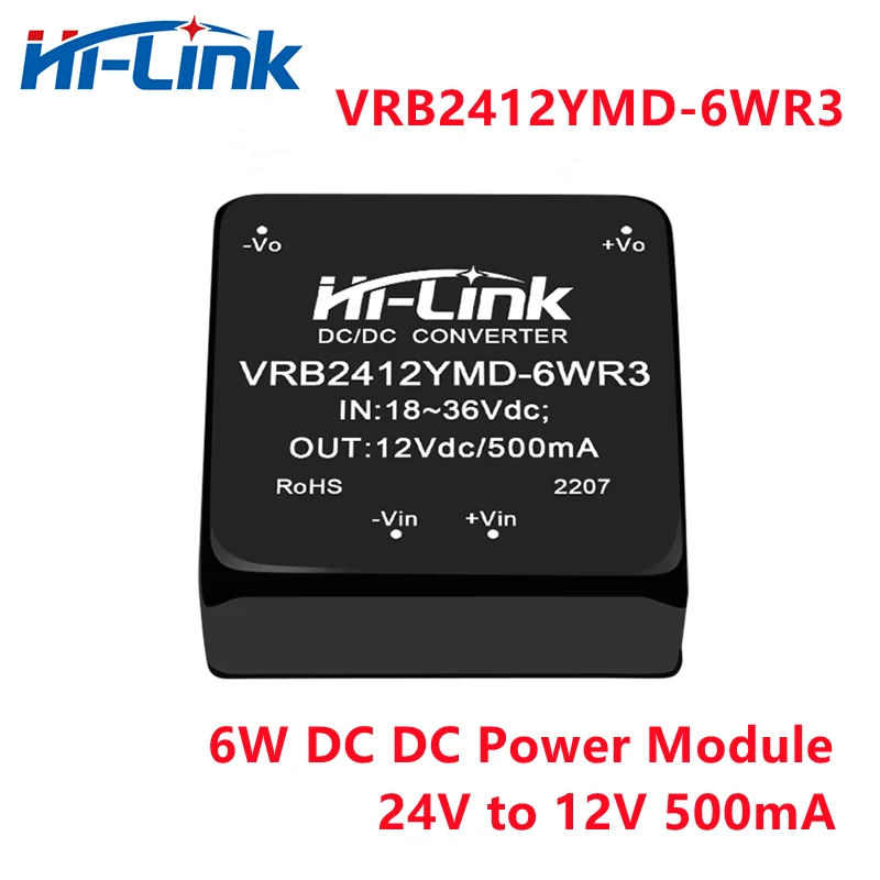 Hi-Link 6W 24V to 12V 500mA DC-DC Isolated Converter VRB2412YMD-6WR3 Step Down Switching Power Supply Module for EV charging