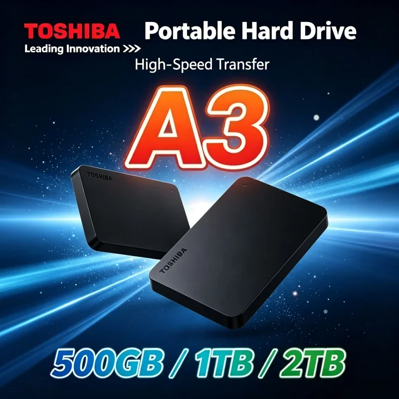 Sleek Toshiba Canvio Basics A3 External Hard Drive Black USB 3.0 500GB 1TB 2TB 4TB Portable Game Console Office 8K File Storage