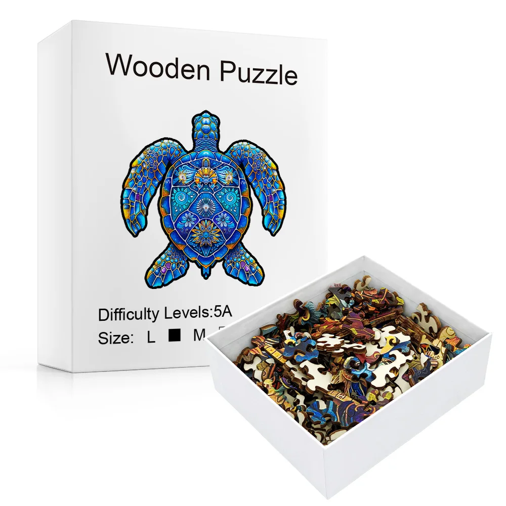 Houten puzzels, zeeschildpad legpuzzels Uniek gevormde houten puzzel voor volwassenen en kinderen, familiespel
