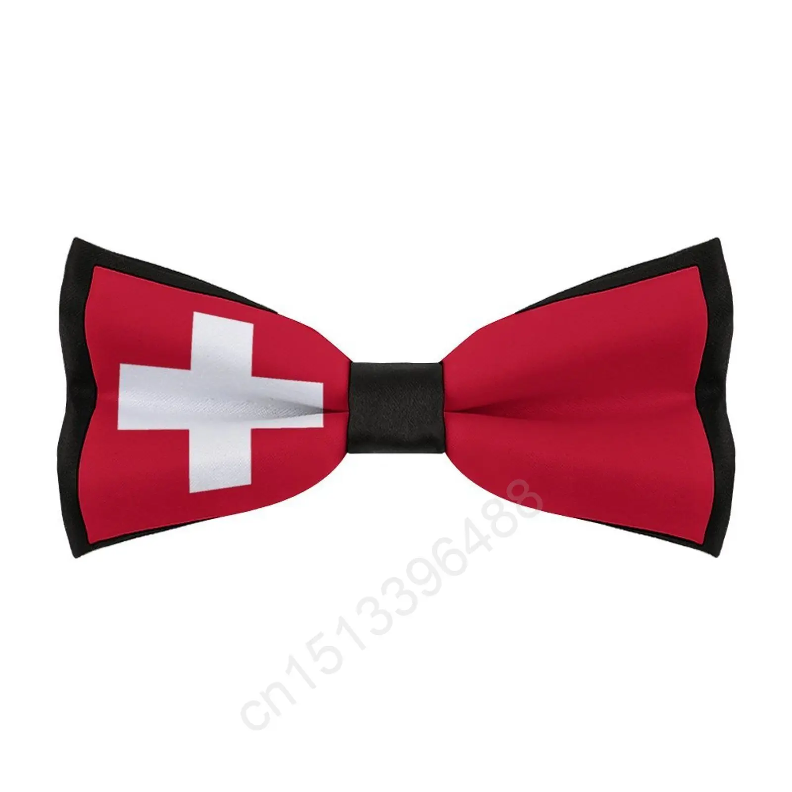 

New Polyester Switzerland Flag Bowtie for Men Fashion Casual Men's Bow Ties Cravat Neckwear For Wedding Party Suits Tie