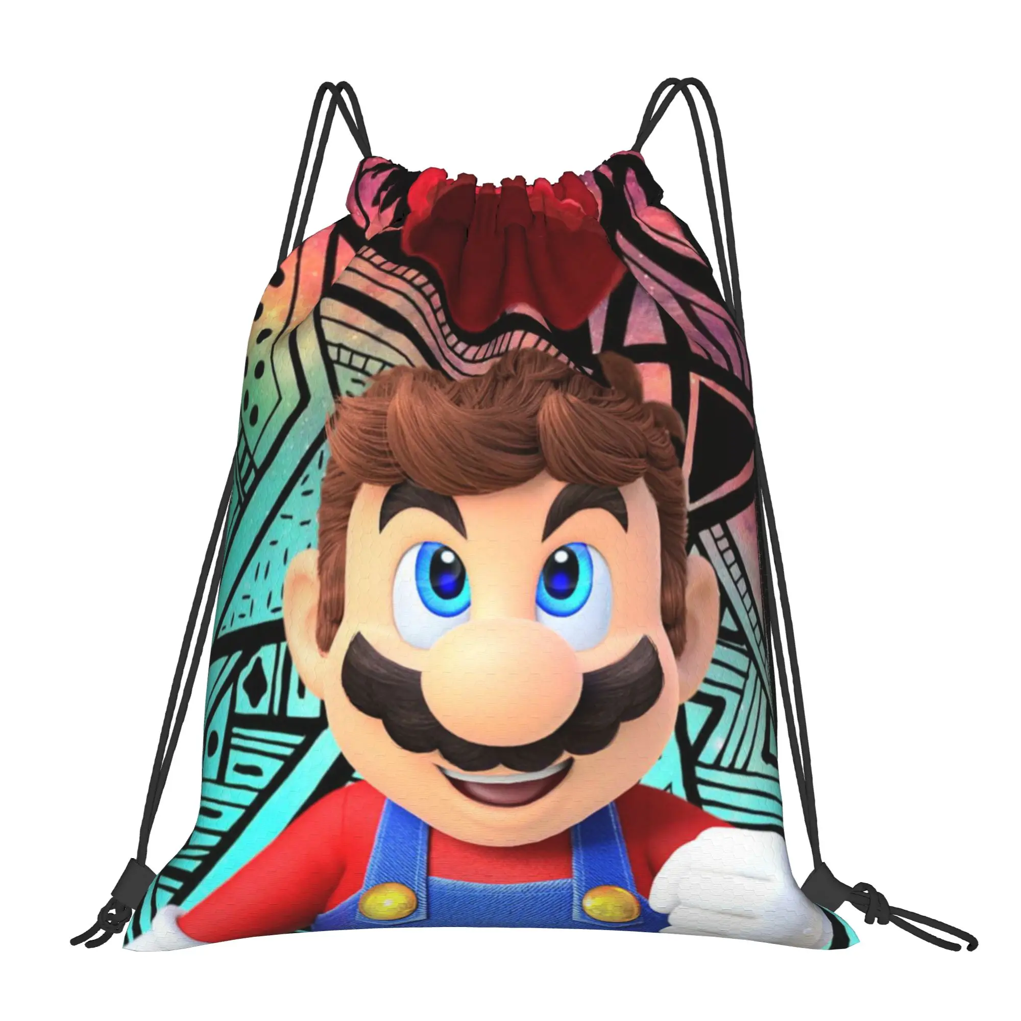 Bolsa con cordón personalizada de M-Marioes Video Game Brothers and Friends para ir de compras, mochilas de yoga, mochila deportiva para hombres y mujeres