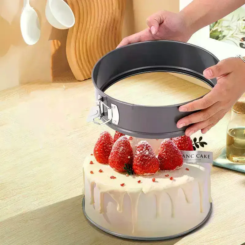 3Pcs Removable Bottom With Latch Nonstick Leakproof Round Cheesecake Mold Nonstick Coating Home Baking