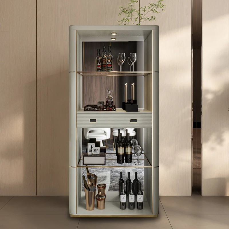 Light luxury style corner cabinet Simple modern multifunctional wine cabinet storage rack Corner high edge cabinet Corner