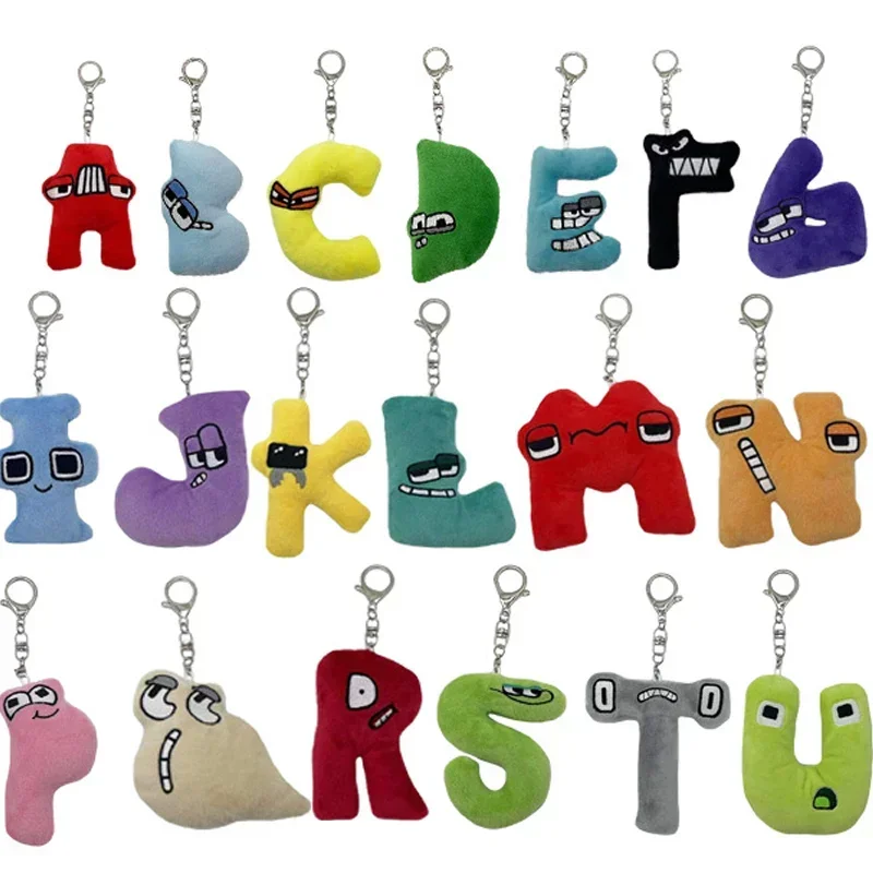 A-z  Alphabet Lore Plush Keychain Preschool Educational Embroidery English 26 Letter Cute Animal Plushie Pendant For Kids Gift