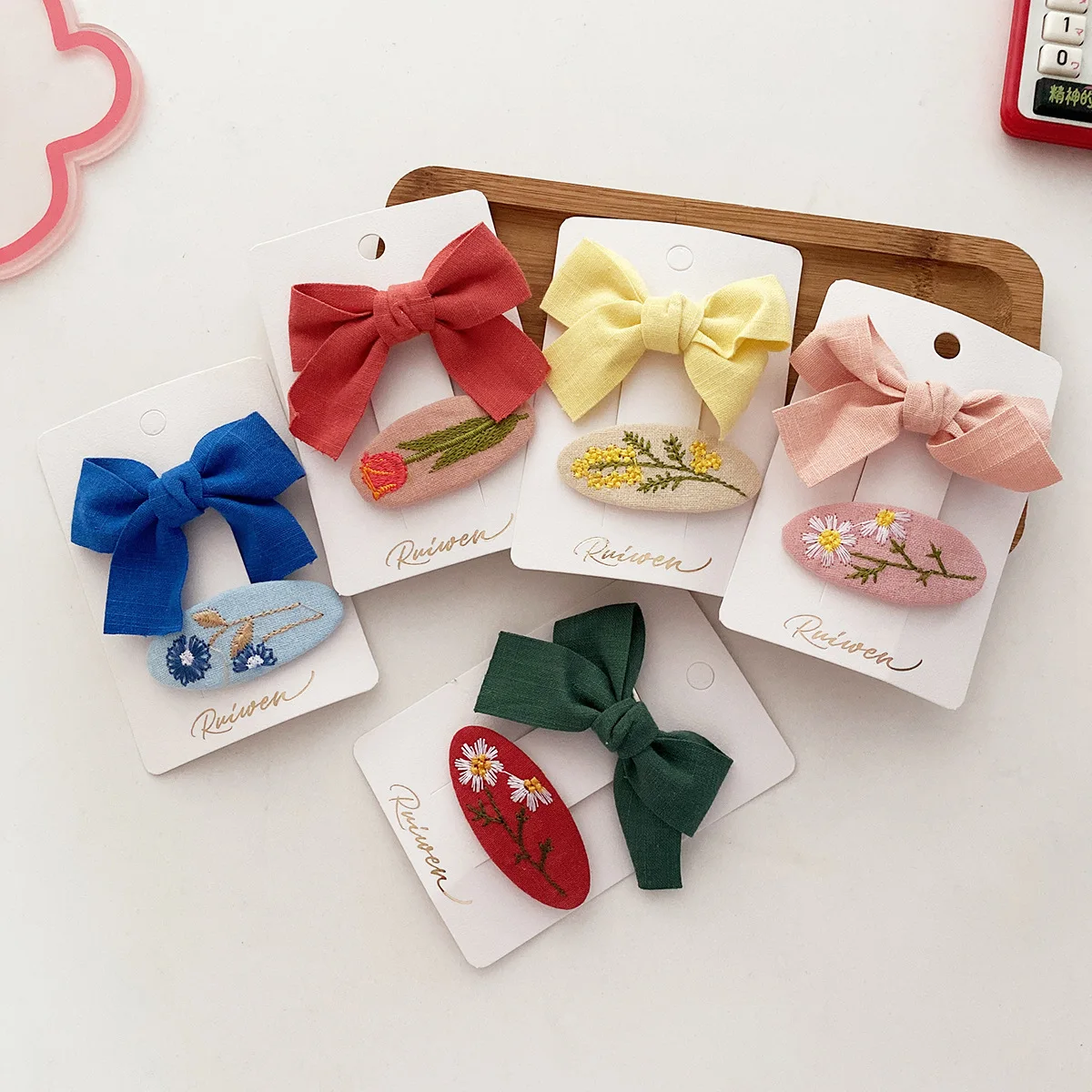 2 Buah/Set Jepit Rambut Bayi Ikatan Simpul Bunga Lucu Jepit Rambut Anak Perempuan Bayi Rajutan Manis Hiasan Rambut Jepit Rambut Anak Print Bunga