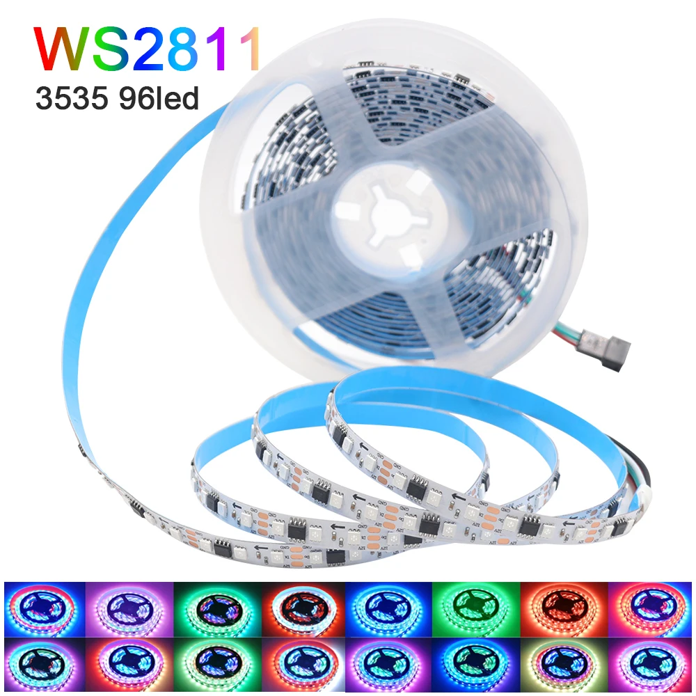 12V 24V Addressable LED Strip Light RGB Dream Color WS2811 SMD 3535 96LEDs/m 5m 480 LEDs 0.5m 1m 2m DC Flexible Led Pixel Lamp