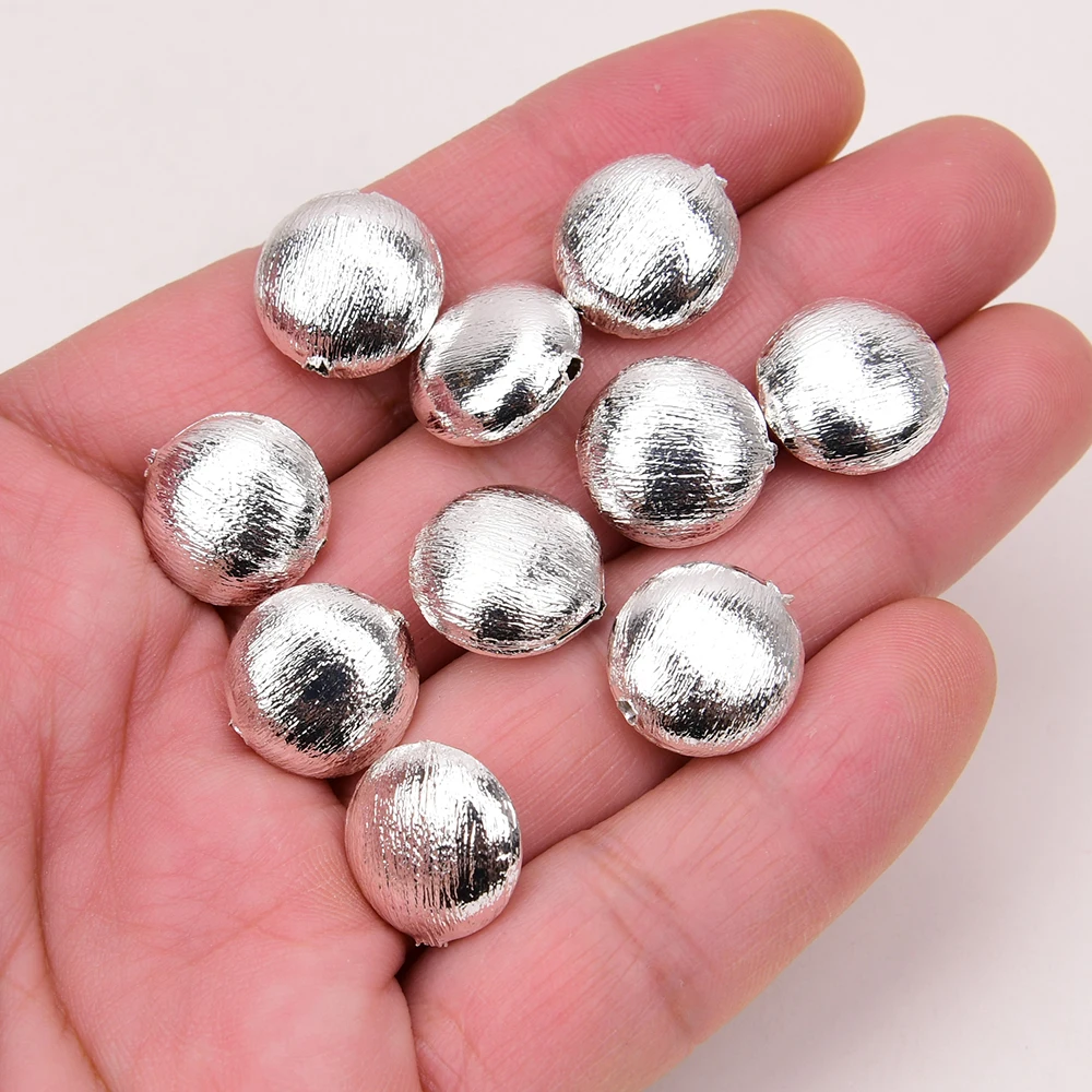

APDGG 10 Pcs 15mm Copper Coin Brushed Beads Jewelry Findings DIY