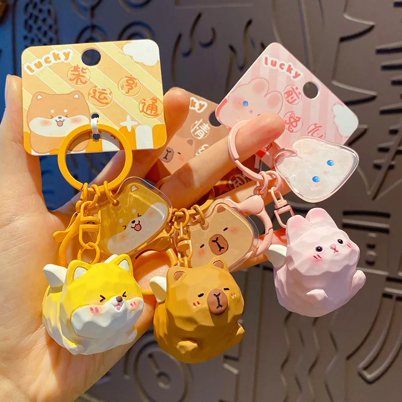 Ciondolo portachiavi in resina volante originale per animali domestici carino squisito ciondolo portachiavi bambola cane Kapibara Shiba