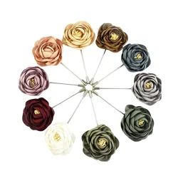 BoYuTe (10 Pieces/Lot) High Quality Handmade Fabric Flower Rose Lapel Pin Brooch Base Men Jewelry Accessories and Components