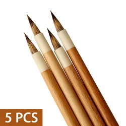 5Pcs Luxurious Wood Calligraphic Brush Weasel Wolf Hair Chinese Writing Brush Traditional Regular Script Xiaokai Soft Brush