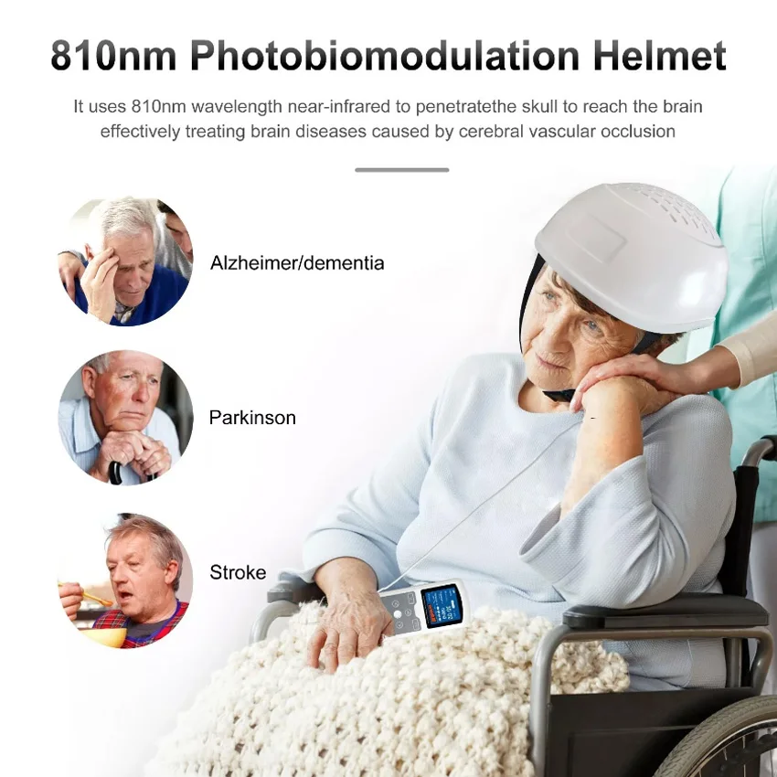 

Parkinsons Treatment Brain Stimulation Helmet 810nm Near Infrared Light Therapy for Alzheimer Dementia Stroke Autism 1-20000Hz