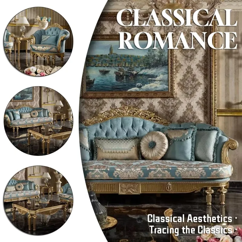 European Style Modular Royal Victorian Vintage Classic Sofa Furniture Solid Wood Hand Made Classic Luxury Sofa