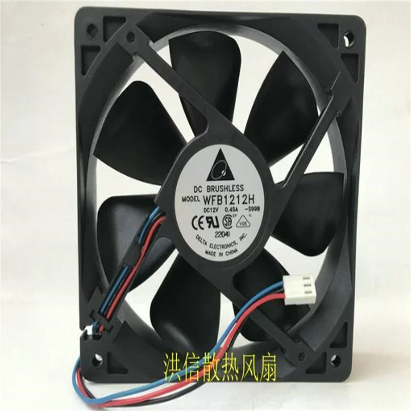 Wholesale: original Delta 12025 WFB1212H 12V 0.45A 12cm 120*25MM three-wire chassis cooling fan