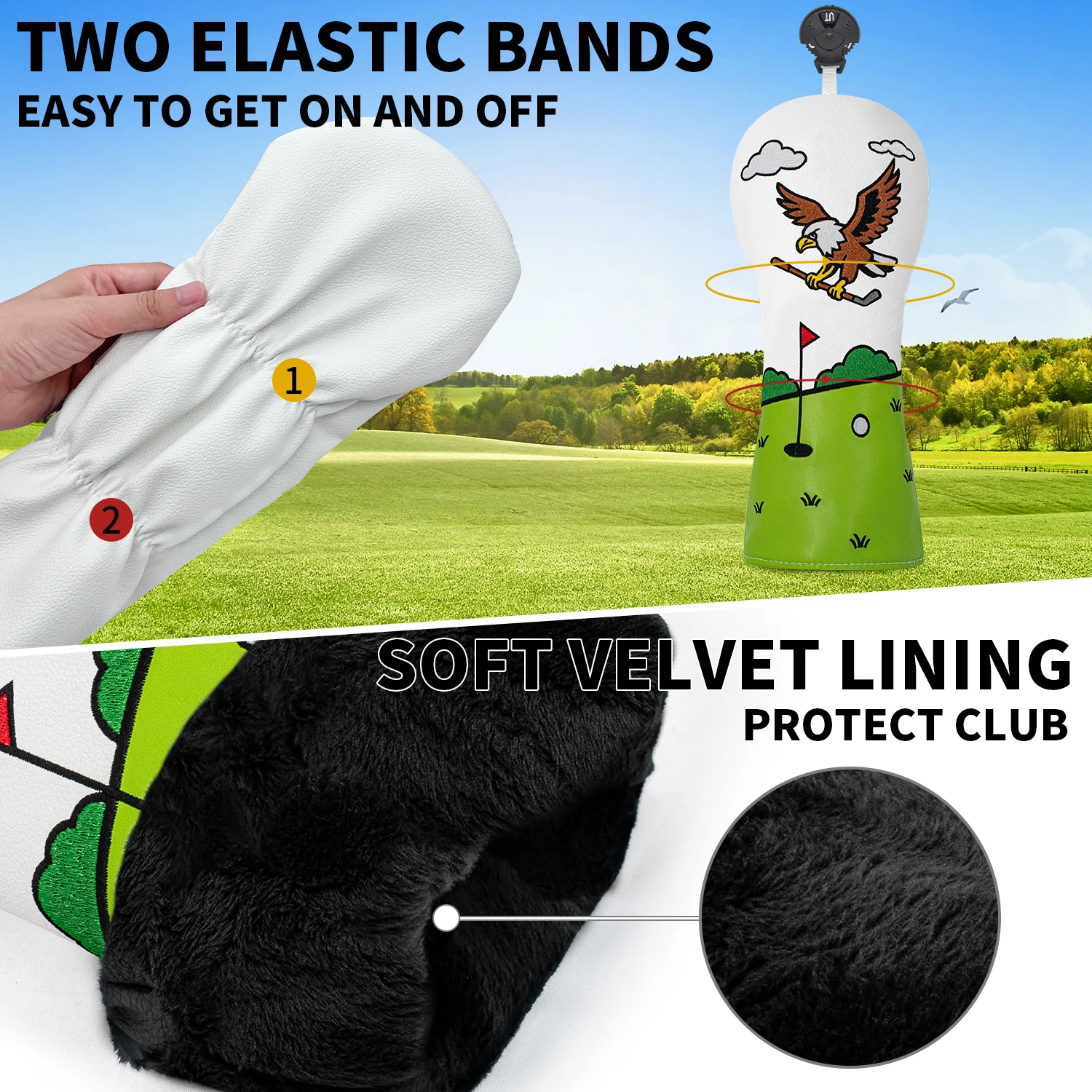 Eagle Patterned Golf Protective Cover, Golf Accessories, Fashionable PU Material Headwear, Ball Head Protection image 5