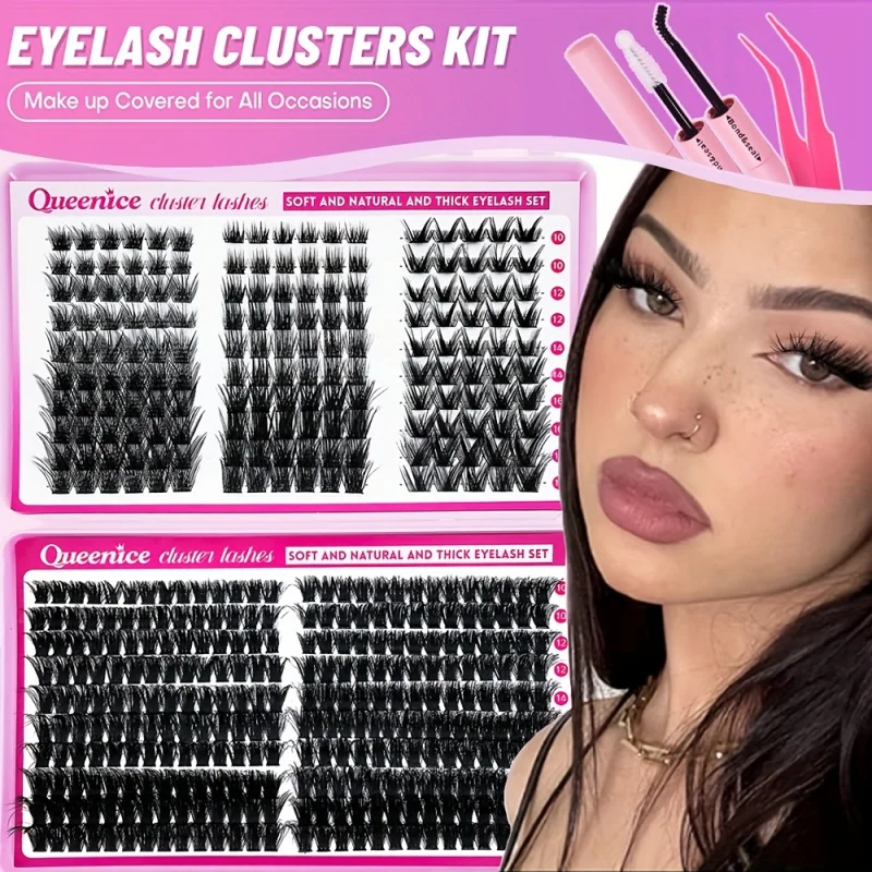 مجموعة أدوات تمديد الرموش الرقيقة مجموعات الرموش السميكة، رموش فردية من Wispy، D Curl، مقاسات مختلطة 10-18 مم أنواع مختلفة في مجموعة واحدة