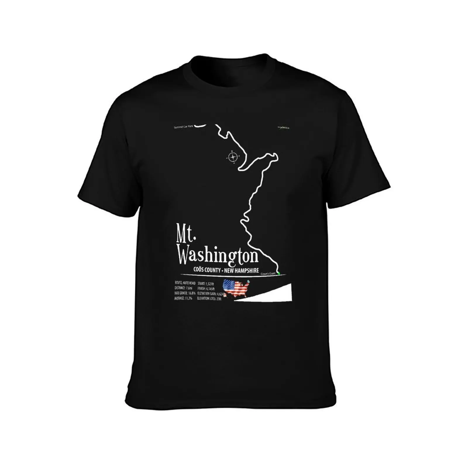 Mt. Washington New Hampshire USA Car Motorcycle Trail Map Sticker T-Shirt Summer Casual Cotton Tee Oversized Streetwear Tops