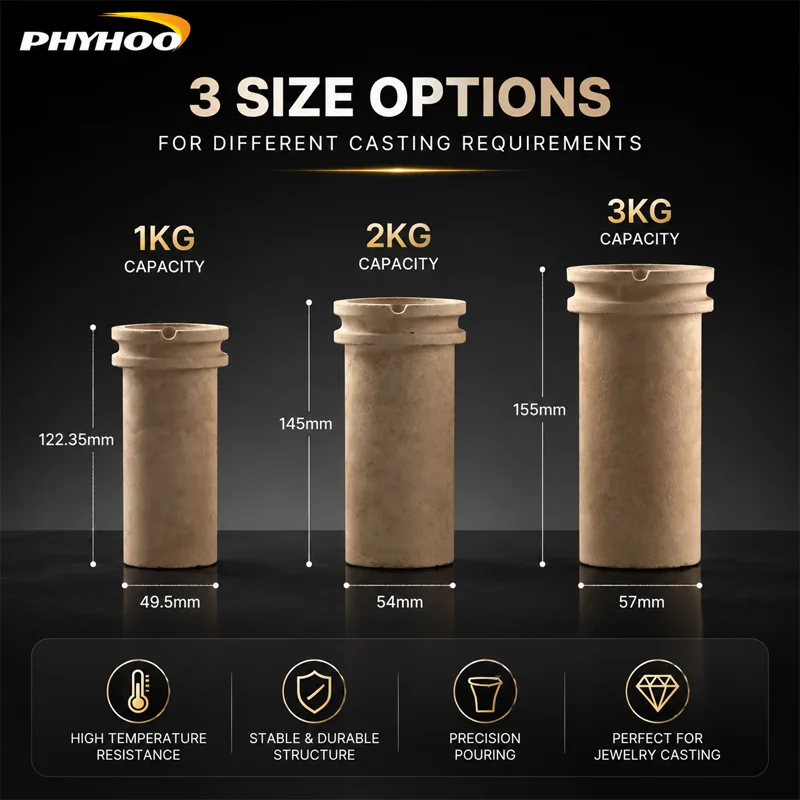 PHYHOO High Temperature Ceramic Crucible 1KG 2KG 3KG High Heat Resistant Melting Casting Cup For Gold Silver Jewelry Making Tool