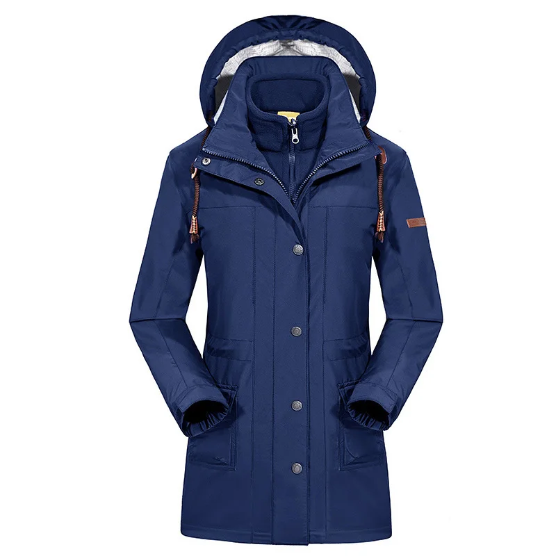 Hot 3 in1 Women Outdoor Waterproof Ski Fishing Hiking Jacket Female Windproof Hooded Cloghing Winter Warm Camping Windbreaker