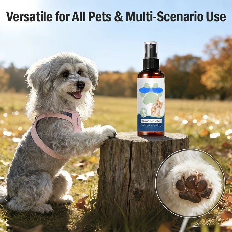 100ML Pet Foot Care Agent Natural Gentle Pet Paw Care Spray Heals Cracked Paws Forms Protective Barrier Pet Care for Dogs Cats