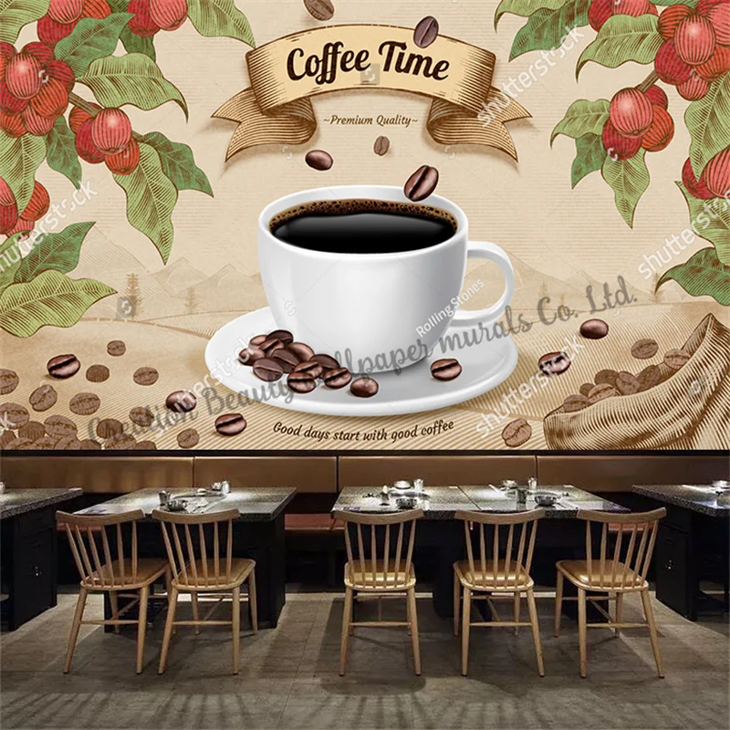 

Custom Coffee Wallpaper Cafe Coffee Shop Afternoon Tea Restaurant Background Wall Papel De Parede Papel Tapiz Wall Paper