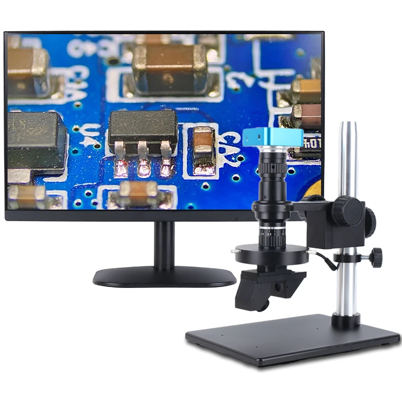 3D Three-dimensional HD Monocular Video Microscope 20X-150X 60fps LED Display Camera Set with External Display Support