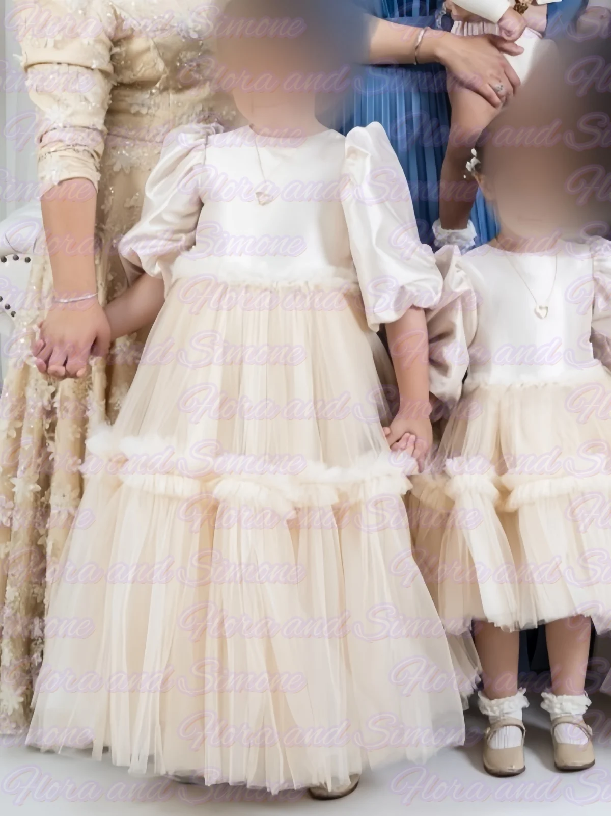 

Качественное многослойное тюлевое пышное платье цвета шампанского для девочек с цветочным узором для вечерних бальных платьев на свадьбу, вечеринку для маленьких девочек, вечеринку по случаю дня рождения