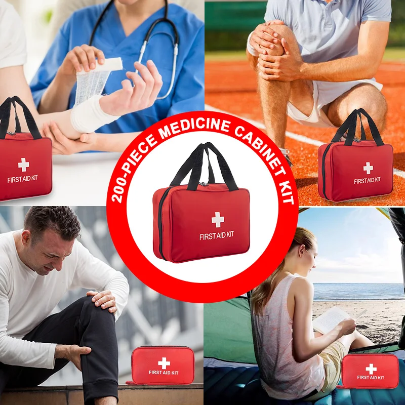 مجموعة الإسعافات الأولية، مجموعات طبية مدمجة ممتازة لأي حالات الطوارئ، مثالية للمنزل، السيارة، السفر، في الهواء الطلق، التخييم، المشي لمسافات طويلة