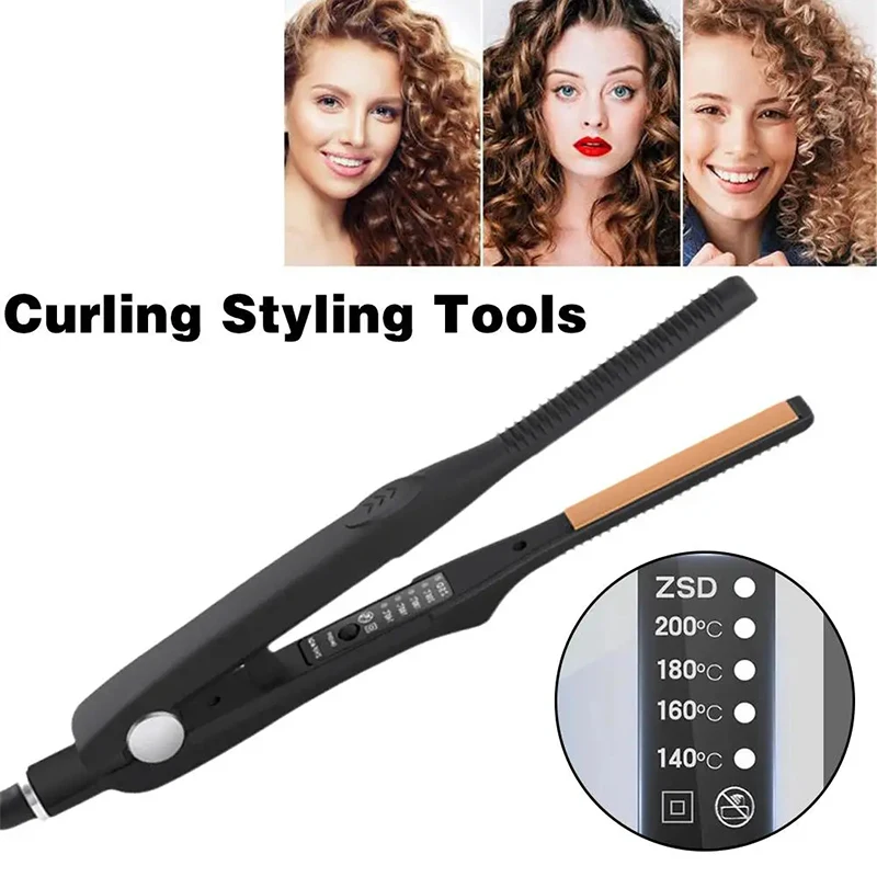 Pencil Thin Wand Flat Iron Fast Heat Hair Straightener And Curler 2 In 1Fluffy Hair Root Straight Curly Hair Pencil Flat Iron