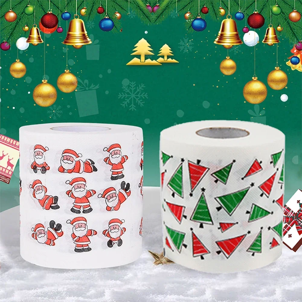 5Pcs Christmas Toilet Roll Paper Xmas Decor Santa Claus Bathroom Roll Paper Christmas Supplies Xmas Tissue Roll Home New Year