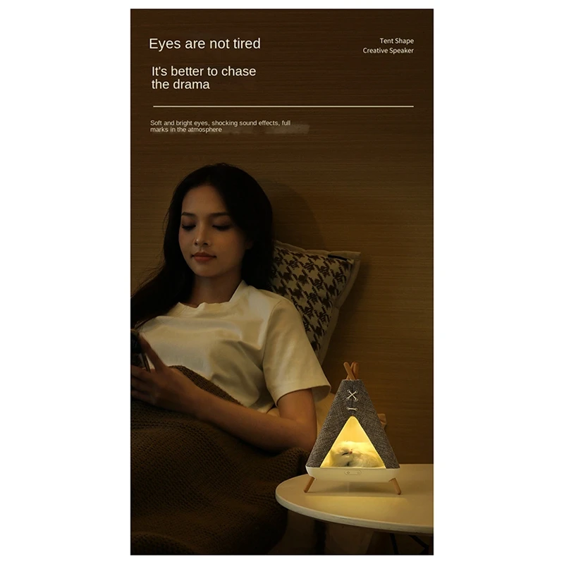 Tent Shaped Wireless Bluetooth Speaker Lamp Night Light Table Lamp 2 In 1 With Lighting And Music Player Functions