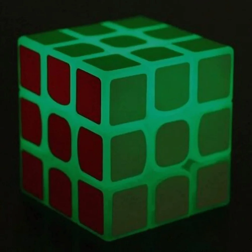 Fluorescent Cube 3x3x3 Glow in Dark Luminous Speed for Cube 3 by 3 Magic Cube Puzzle Toy Brain Teasers IQ Puzzles Game