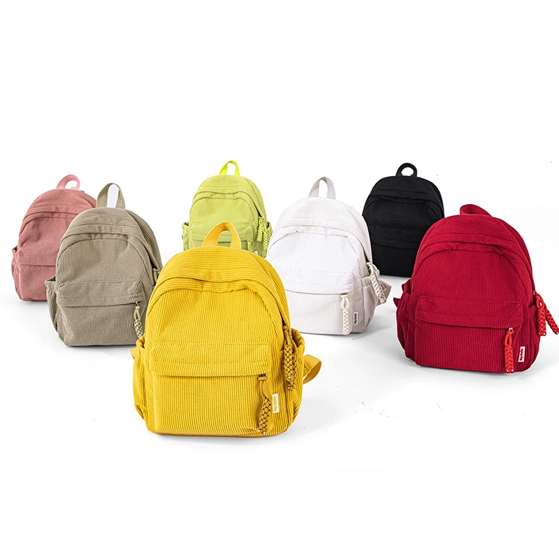 2026 New Classic Solid Color Corduroy Sweet Backpacks High Quality Interior Zipper Pocket Large Capacity School Bags for Women