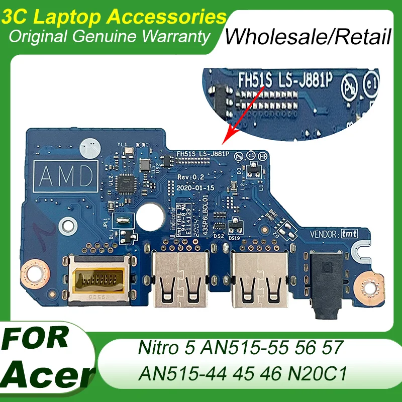 New Laptop USB Board For Acer Nitro 5 AN515-55 56 57 44 45 46 N20C1 LS-J871P LS-J881P LS-J891P LS-K851P LS-L031P Original Parts