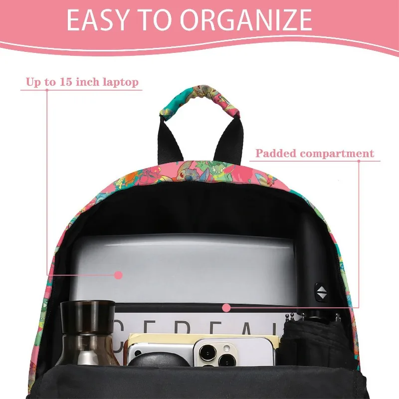 Disney Backpack for Women Girls Students Kids Stitch Cartoon Large Capacity Durable Fashion School Children's Shoulder Bag