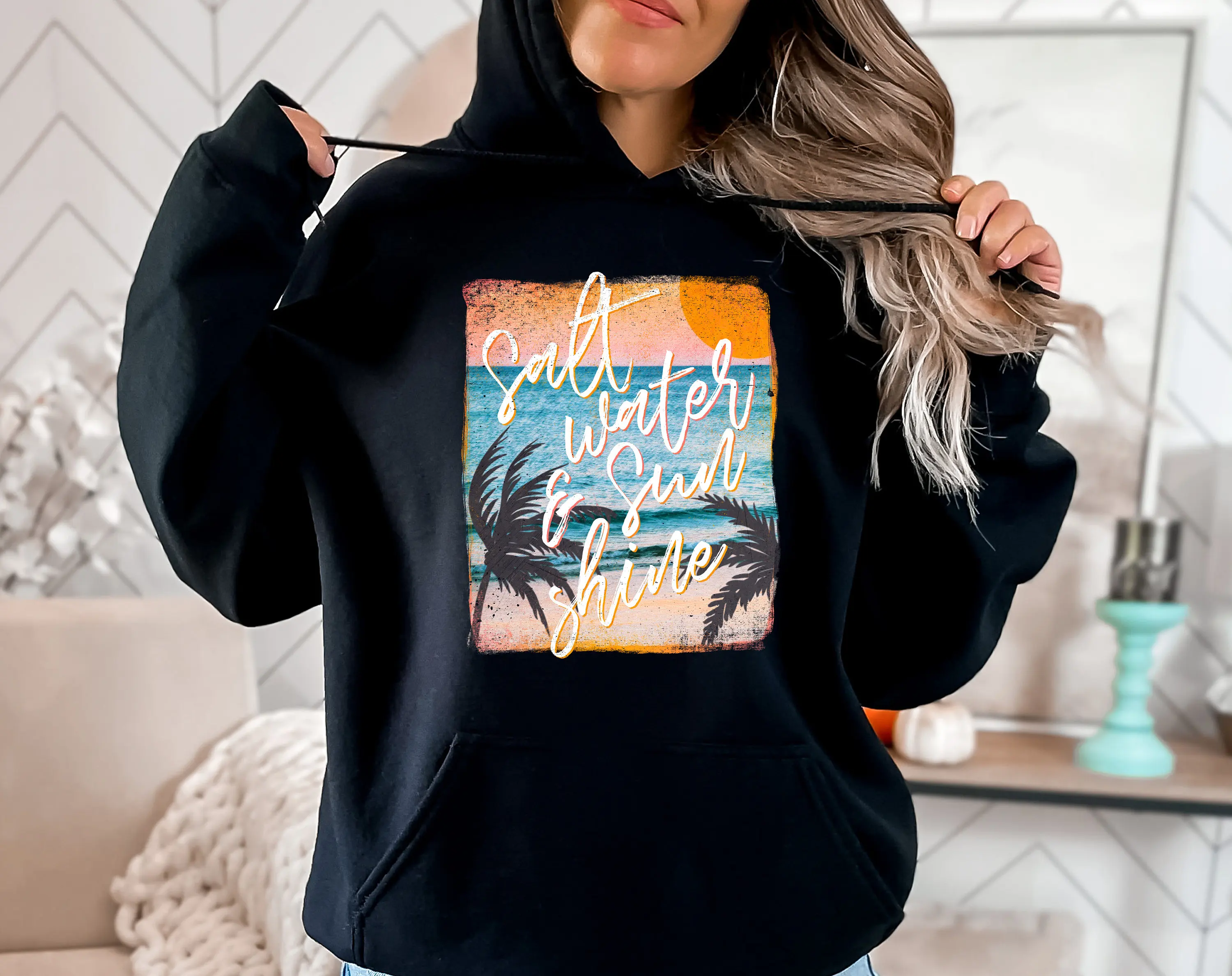 

Sand Sea Sun Sunset Graphic Hoodie Sweatshirt Women Long Sleeve Sweatshirt Pullover Tops Unisex Fashion Retro Autumn Clothing