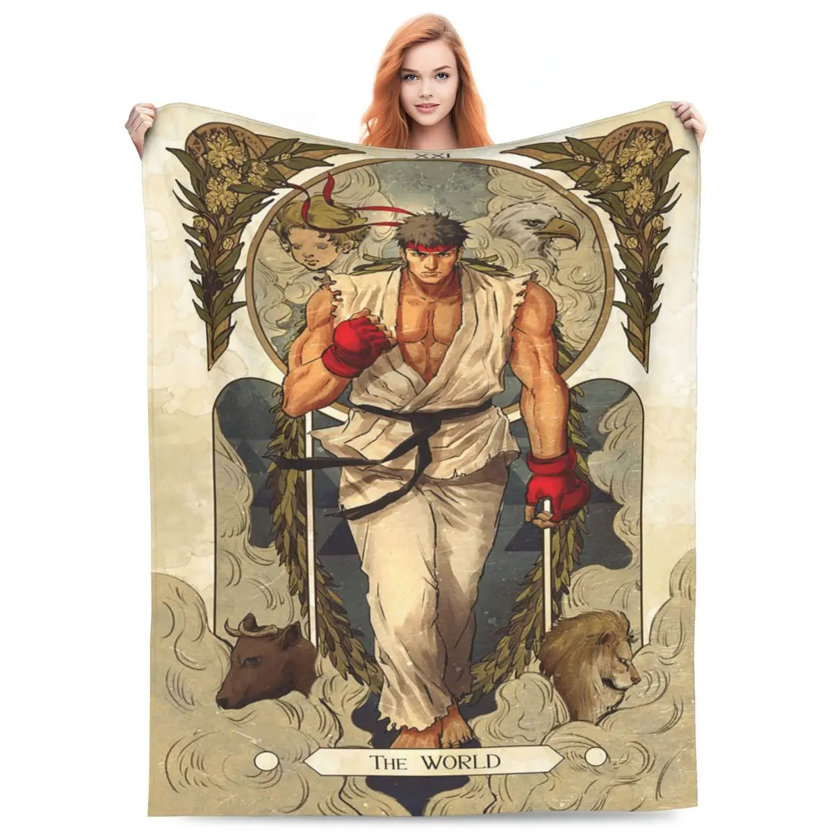 Ryu Street Fighter II Turbo Hyper Fighting Blanket Flannel Throw Blanket Portable for Home Bedroom Office Throws Bedspread Quilt