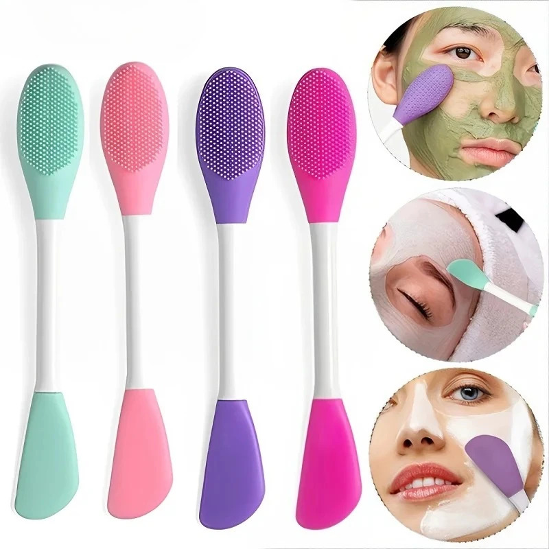 8/4/2 Stuks Gezicht Borstel Set Siliconen Gezichtsmasker Applicator Dubbele Hoofd Lotion Spatel Mee-eter gezicht Lip Peeling Huidverzorging Gereedschap
