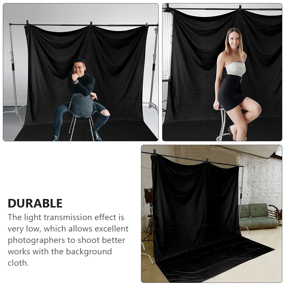 

HOMSFOU 1pc Photography Background Cloth Cotton Muslin Studio Fabric for Photoshoot Black Polyester Decorative Photo Backdrop