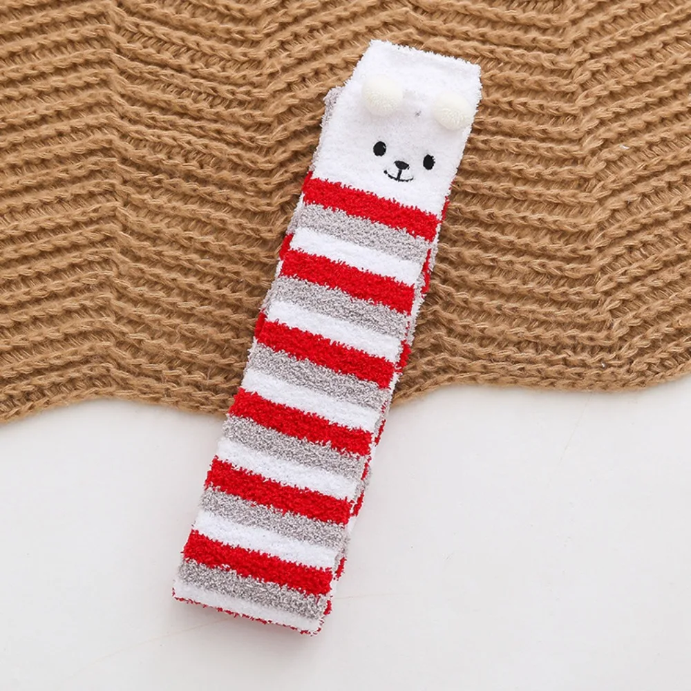 

Coral Fleece Christmas Stockings Elk Snowman Cartoon Hosiery Korean Style Cloth Accessories Long Tube Socks Christmas Gift