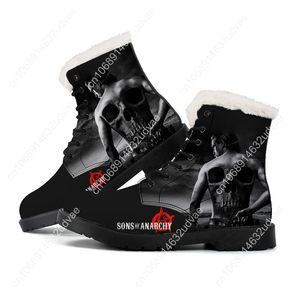 

Sons Of Anarchy SOA Plush Boots Mens Womens Teenager Shoes Casual Boot Outdoor Light High Quality Print on Demand Customize Shoe