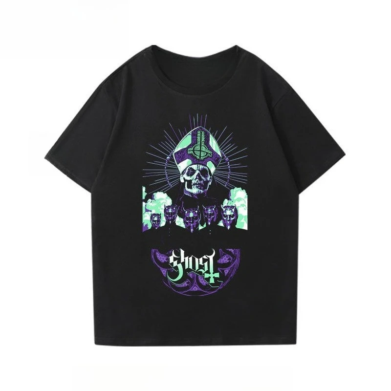 

Свободная футболка с короткими рукавами в стиле хэви-метал в стиле комиксов для мужчин и женщин с короткими рукавами и половиной рукава в стиле рок-метал