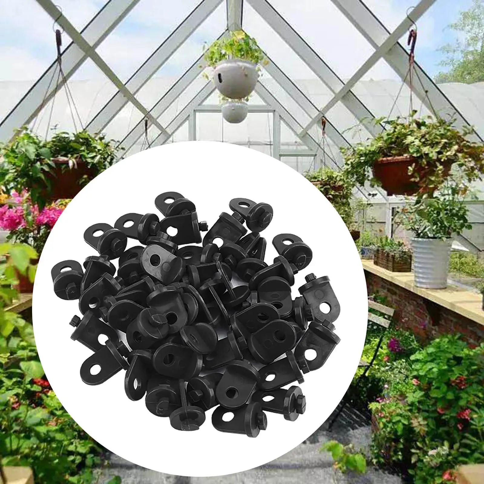 50Pcs Greenhouse Plant Clip Hook Black Baskets Pots Hanging Garden Accessory for Greenhouse Tomato Insulation Netting Shading