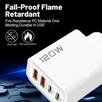 Station de chargeur rapide USB C 4 ports 120W PD QC3.0, adaptateur mural, câble de données pour iPhone Samsung Xiaomi Huawei EU US UK Plug voyage 4