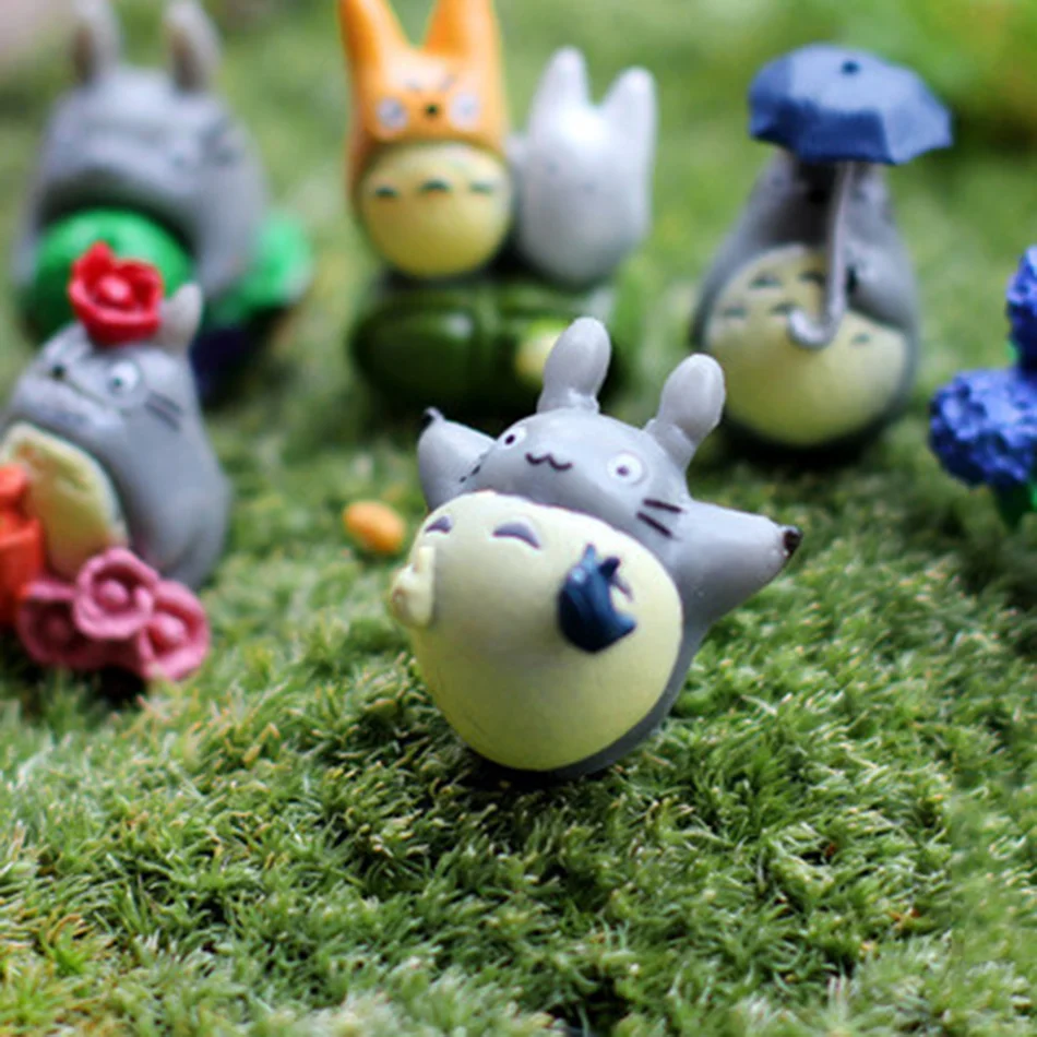 12 Uds Anime Miyazaki Hayao serie Totoro figura Mini estatua juguetes lindos habitación jardín pecera adornos figuras de Pvc juguete niños regalos