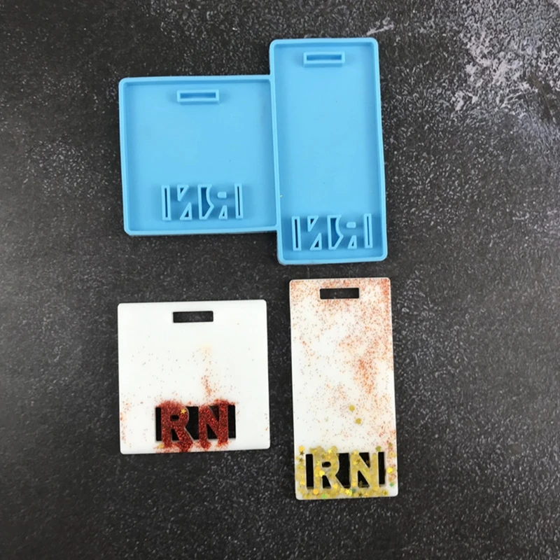 DIY Tags Badge Backing Molds Vertical Horizontal Badge Tags Molds Hospital Nurses Silicone Mold Nurse Doctor Name