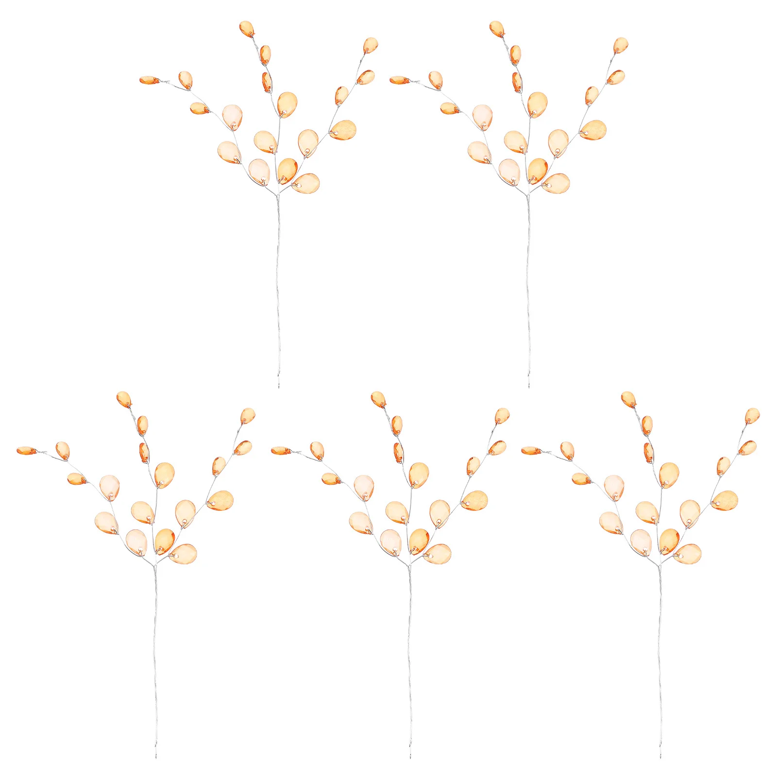 

50pcs Simulated Flower Branch Diy Acrylic Bead Flower For Wedding Christmas Craft Supplies Orange Stem Hair Pin Decoration