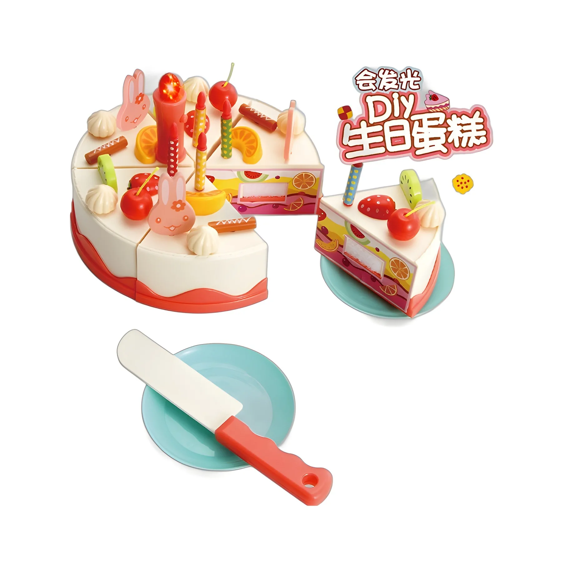 

Simulation DIY Birthday Cake Model Kitchen Pretend Play Cutting Fruit Food Toy For Toddler Children Gift Kids Educational Toy